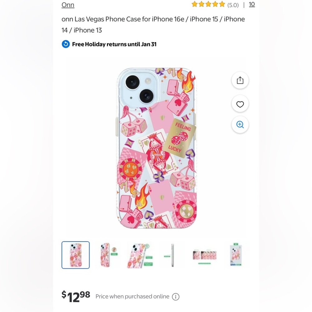 Onn iPhone Case with Pink and Red Accents